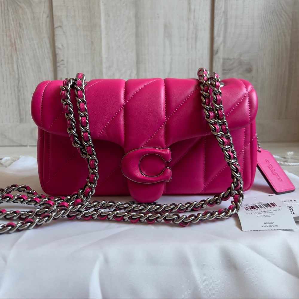 Coach Pink Quilted Shoulder Bag with C-Clasp - Picture 2 of 10